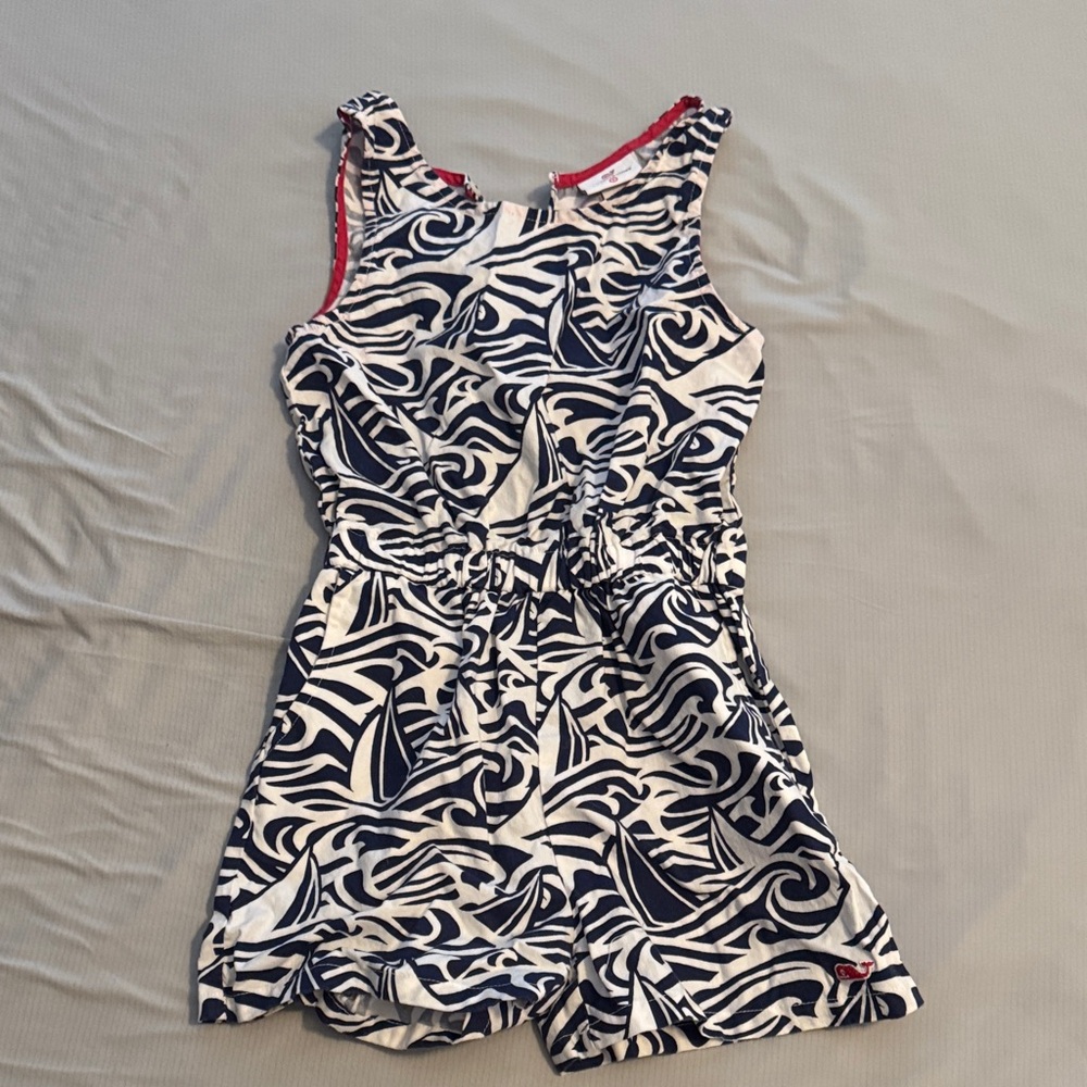 Vineyard Vines Navy and White Swirl Mini romper